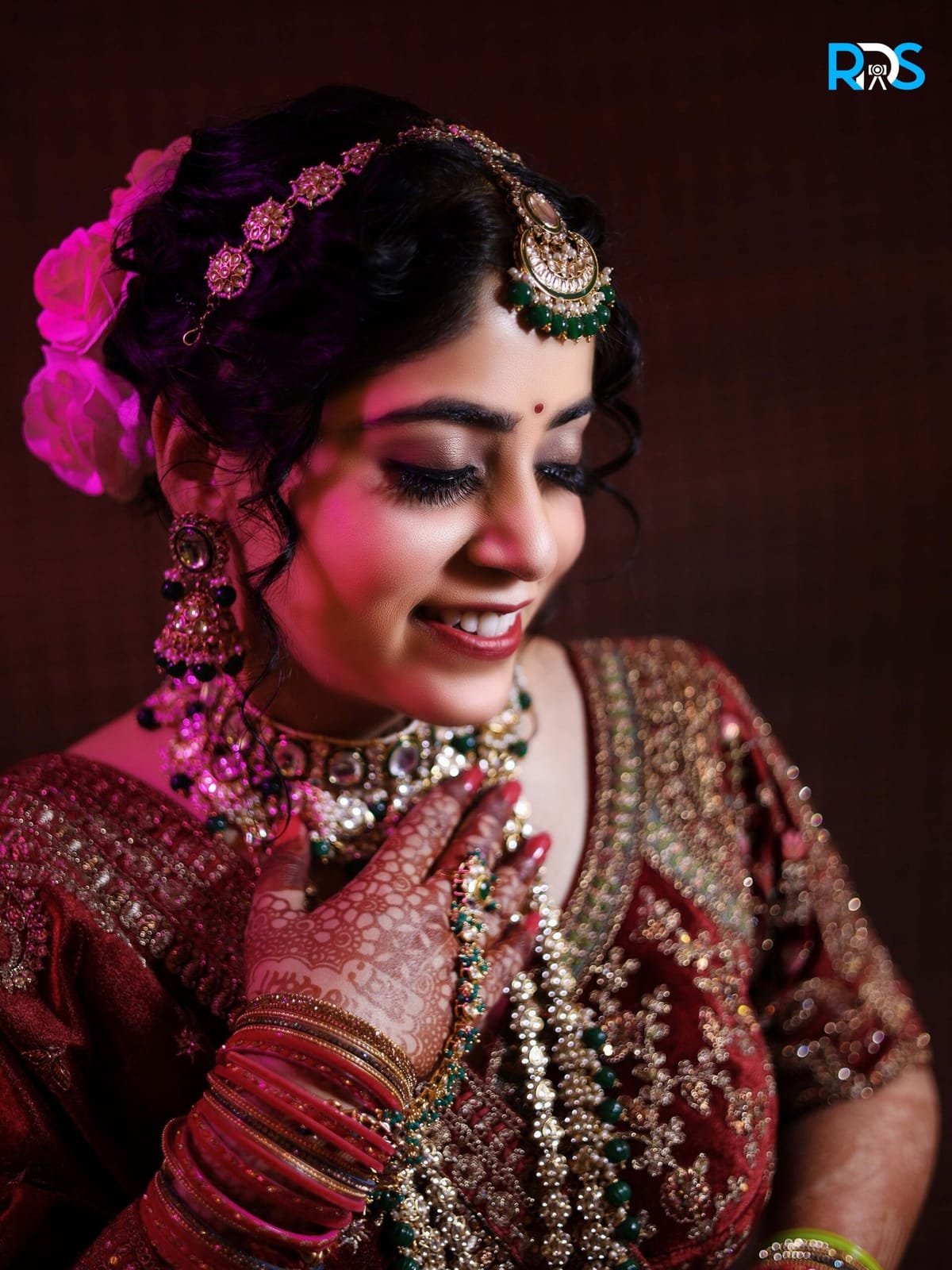 Close-up bridal portrait with traditional jewellery